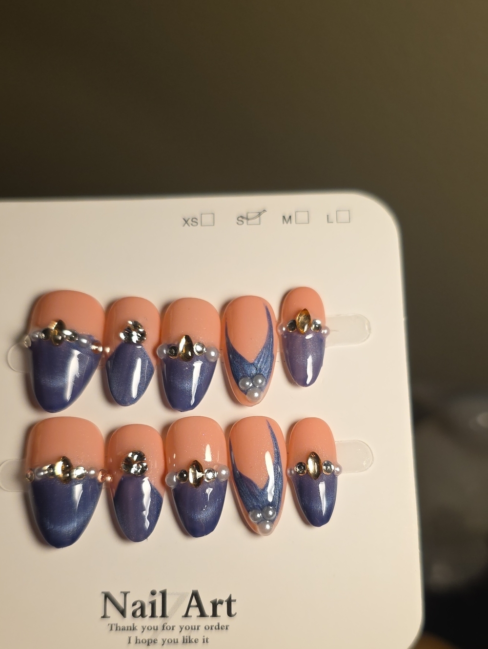 Lavender Pearl Accent Press-On Nail Set Size Small